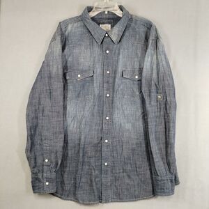 PD&C Men's 2XL Shirt Denim Button Up Pearl‎ Snap Gray Cotton Western Cowboy